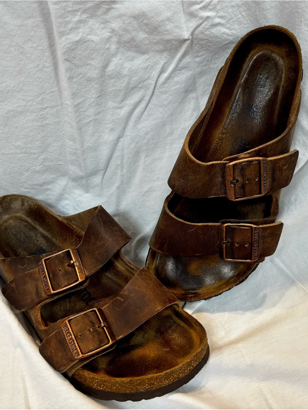 Birkenstock Brown Leather Two-Strap Sandals - Picture 12 of 13